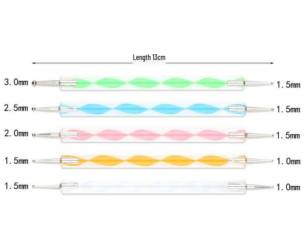 5-Piece Double-Headed Nail Art & Polymer Clay Dotting Tool Set