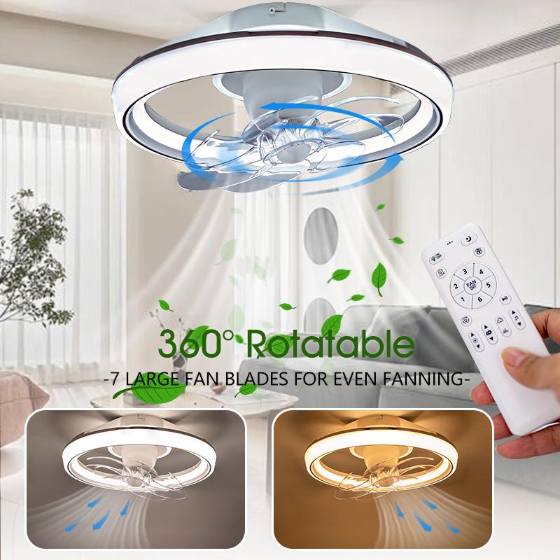 Smart LED Ceiling Fan With Light 7-blade Oscillating Fan Light APP Remote Control Ceiling Lamp Fan 6 Levels of Wind Speed