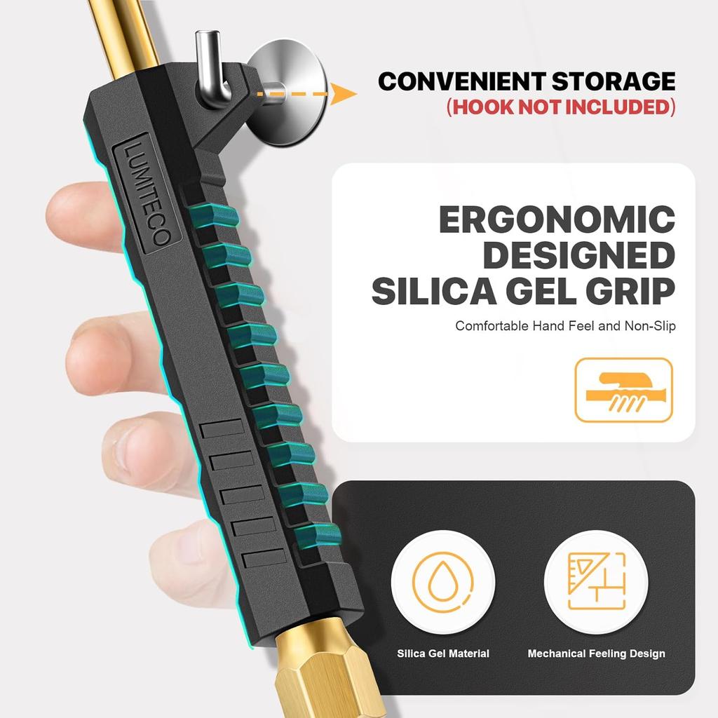 2 Pack 12" Extended Reach Dual Head Air Chuck, 2-Way Connection 1/4" FNPT Straight Foot Lock On Tire Inflate Chuck, Tire Chuck W/Quick Plug, Air