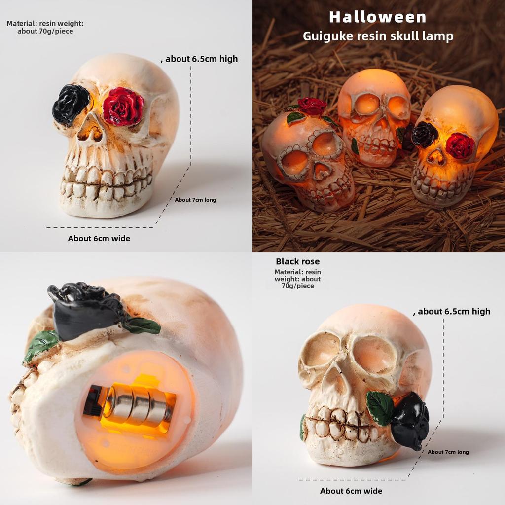 Halloween Skelettkopf LED Deko mit Harzmaterial für Spukhaus- und Partyumgebungen