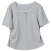 Sancai Women's Embroidered Slim Fit Round Neck T-Shirt