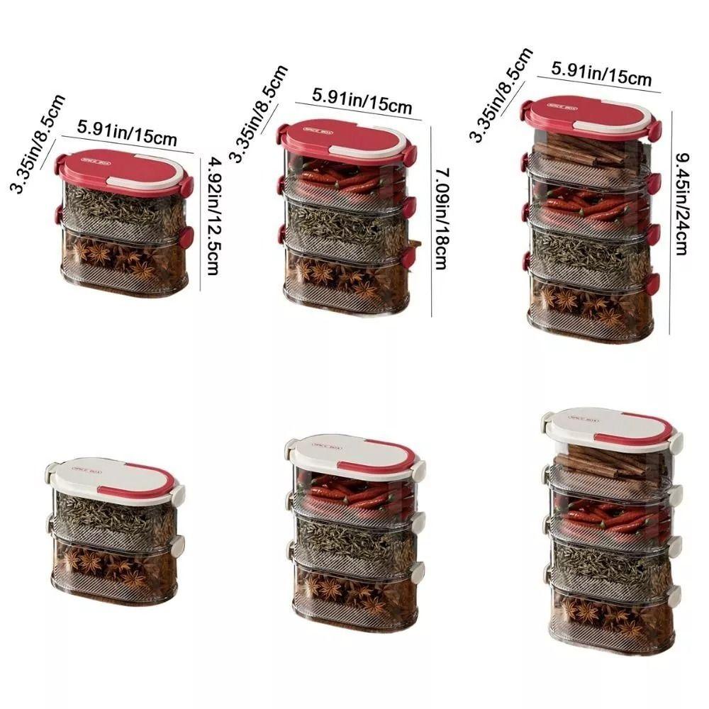 New Stackable Seasoning Box Set Space-saving Design Portable Storage Box Kitchen Dual Layer Sealed Box