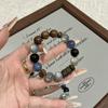 Natural Crystal Sandalwood Beaded Bracelet Retro Minimalist Style Unisex Jewelry