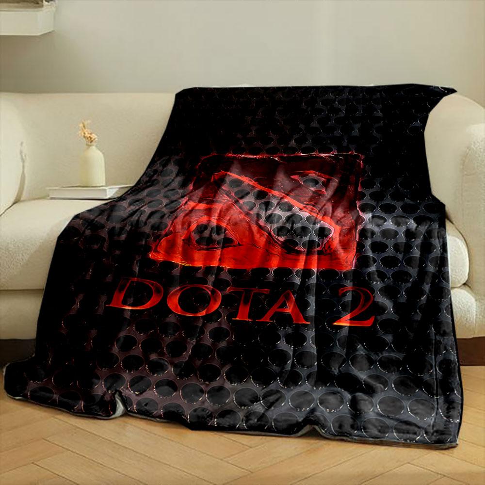 A red logo with a textured design over a black circular grid pattern. for all seasons blanket lunch break throw gift