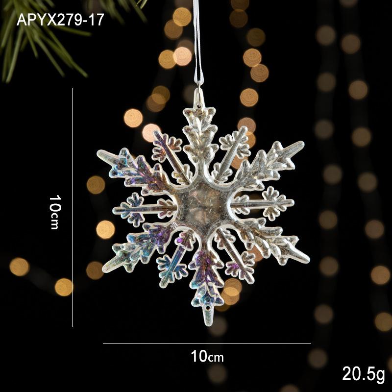 New Christmas Decoration Glitter Acrylic Ornament Transparent Snowflake Pendant for Xmas Tree Scene Decor Happy New Yeart