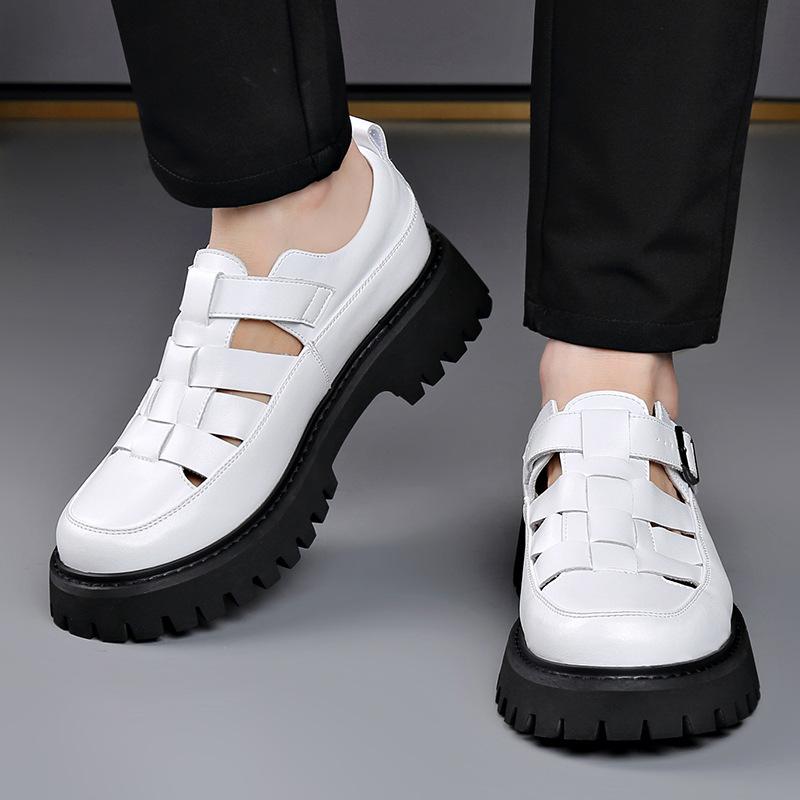 Fashion Shoes Cswo01 Men's White Summer Rome Genuine Leather Roman Sandals Gladiator Sandalias Romanas Hombre Flat Sandles Big Size 38-45 Cm
