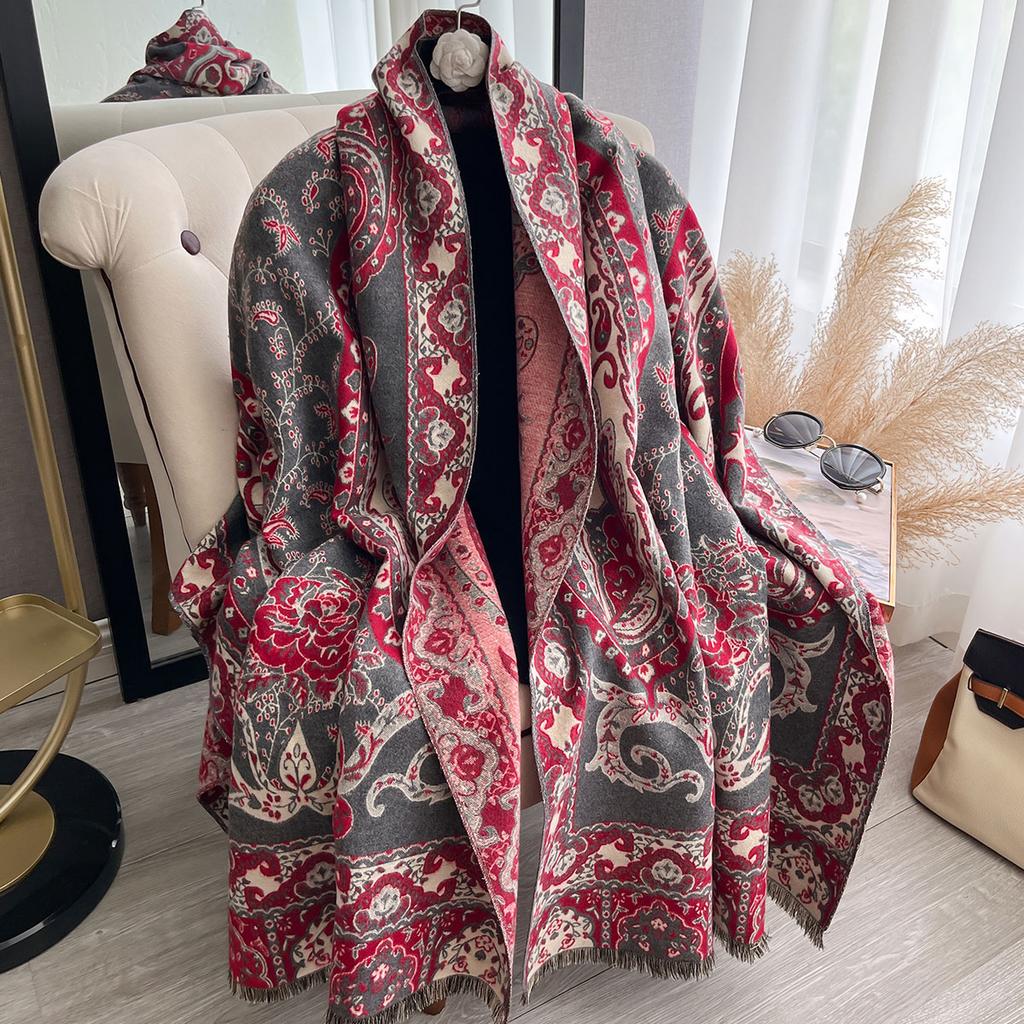 Women's Winter Luxury Imitation Cashmere Paisley Pashmina Scarf Shawls Wraps Bufanda Hijab Travel Echarpe Warm Blanket