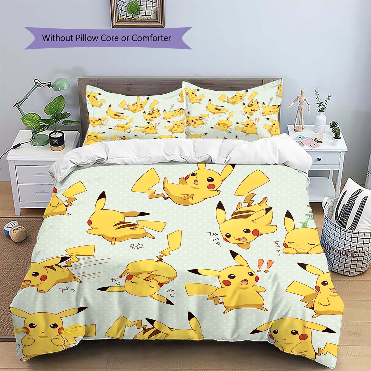 

Pikachu Classic Bedding Set, Iconic Anime Character Bedroom Decor, Daily Home Decoration Gift.chl 135x200cm