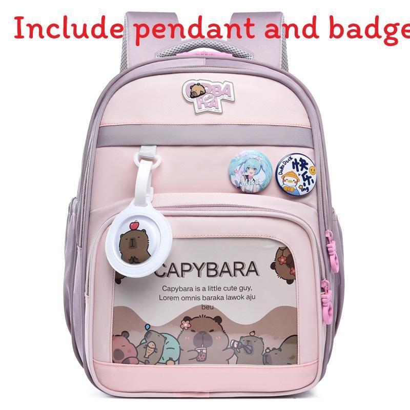 Capybara Cute Cartoon Pattern Children Large Capacity Backpack For School Use
