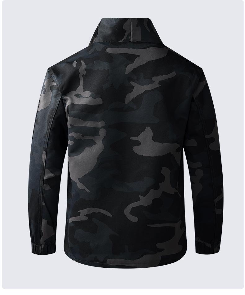 Men's Camouflage Workwear Set, Wear-Resistant Polyester-Cotton with Reflective Strips, Thickened for Spring & Autumn Outdoor Use