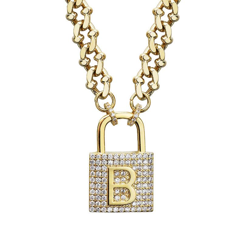 Chic Hexagonal Pendant Lock Necklace In Gold And Silver Perfect For Autumn And Winter Fashion