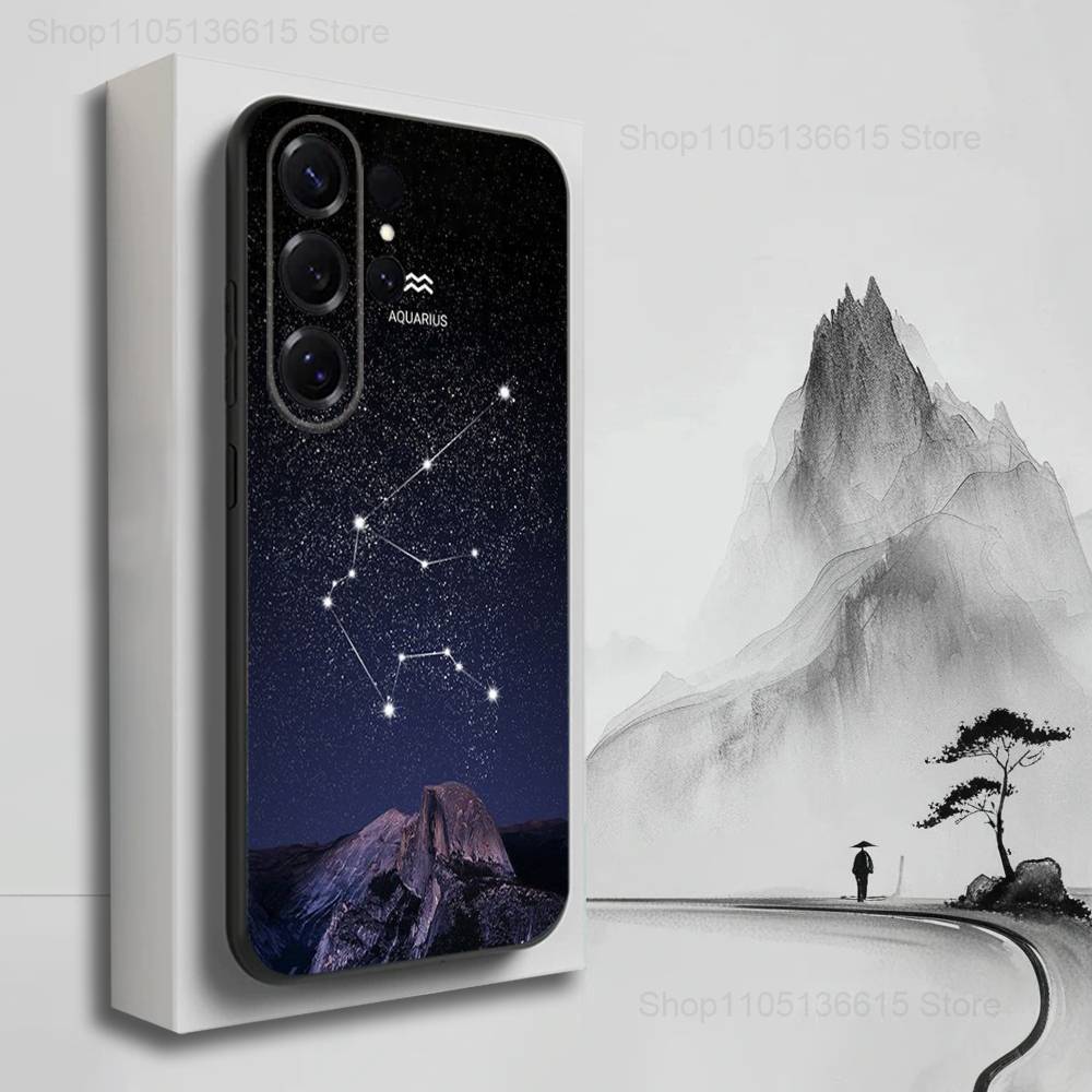 Constellation Art Twelve Phone Case For Samsung S22,S21,S20,S10,S9,S25,S24,S23,Ultra,FE,Plus,Lite,Soft Silicone Black