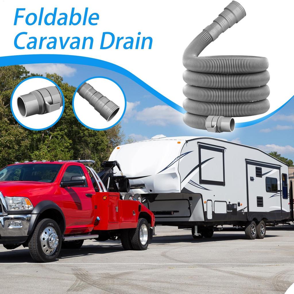 Foldable Caravan Drainage Pipe Motorhome Sewage Hose Kit Randomly Cut Widely Compatible Adjustable RV Drain Pipe Dump Hose