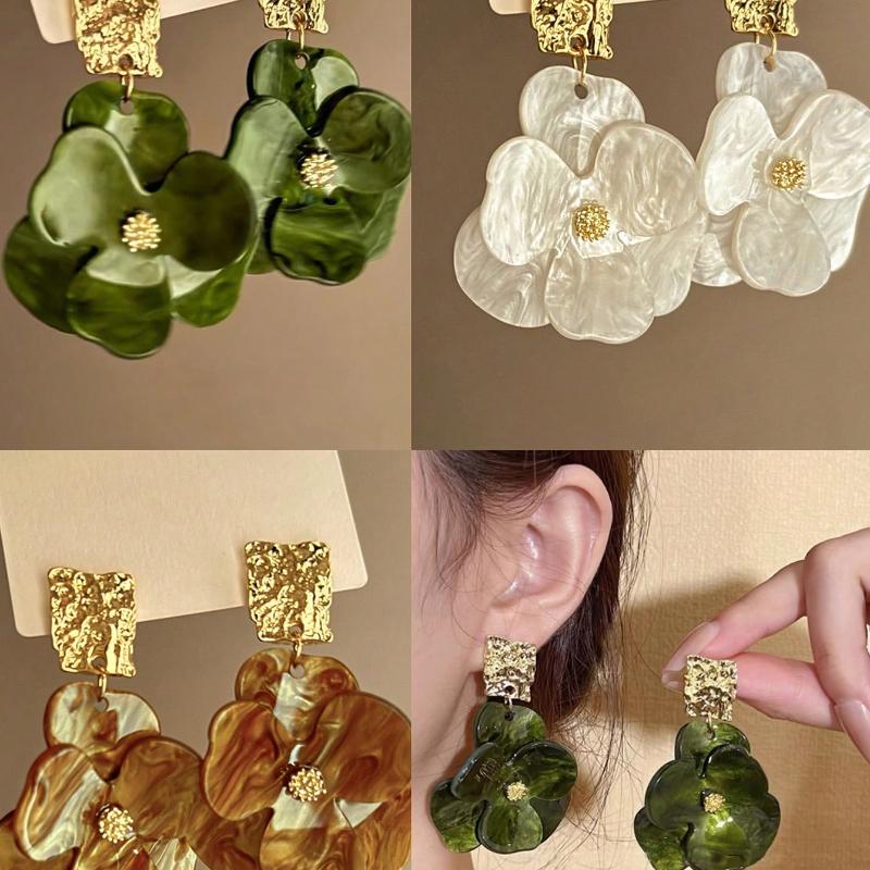 

1pair Vintage Luxurious Exaggerated Floral Design Earrings for Women, Party & Holiday Wear one-size коричневый