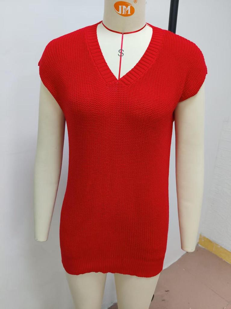 2026 Summer Thin Knit V-Neck Sleeveless Cardigan Vest, Customizable