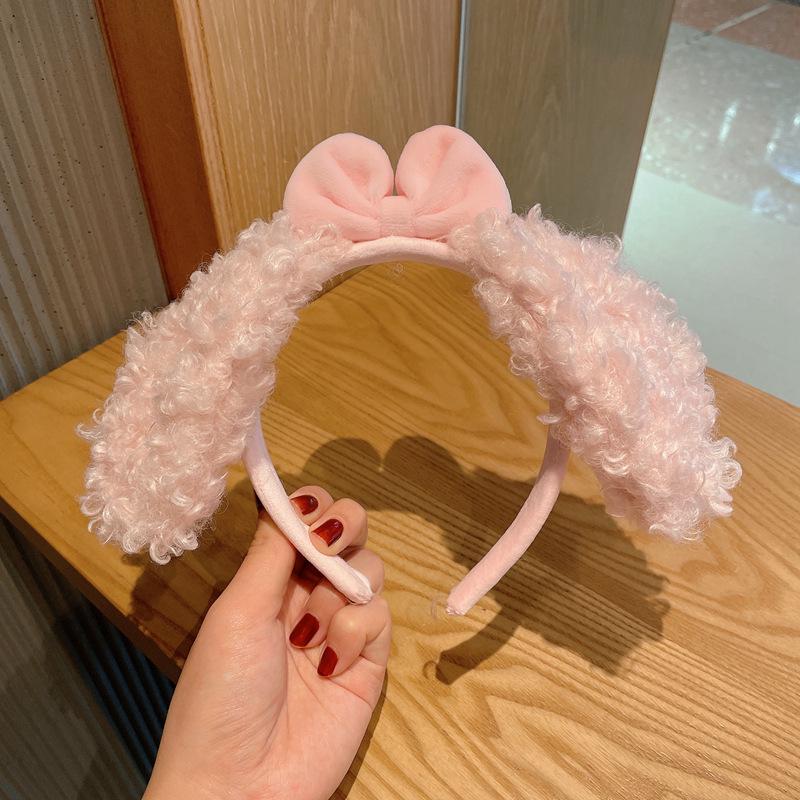 

Очаровательная плюшевая повязка на голову с ушками для умывания лица - Повязка на голову для мягкой девушки и аксессуар-заколка для волос розовый