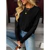 Women S Casual Knitted Pullover Sweater Round Neck Long Sleeve Solid Color