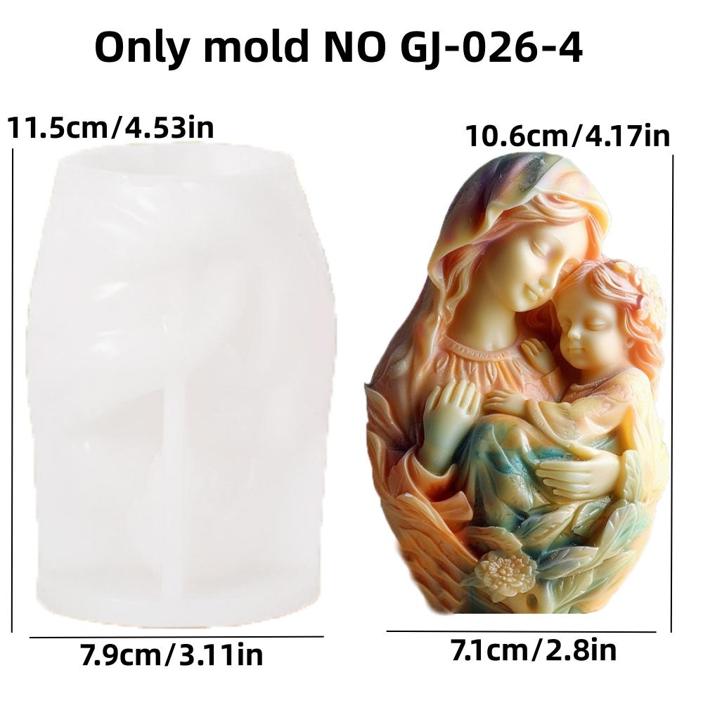 3D Jungfru Maria Gudinna Omfamnande Pojke Silikonform Morsdag Tacksägelsedag Gåva Hjärta Ängel Betong Cement Gipsformar