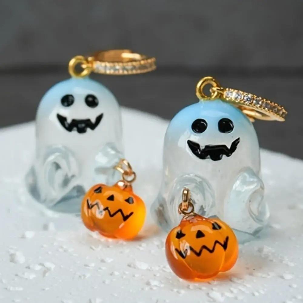 Rhinestone Ghost Ear Studs Resin Pumpkin Dangle Earrings Personality Halloween Earrings  Girl