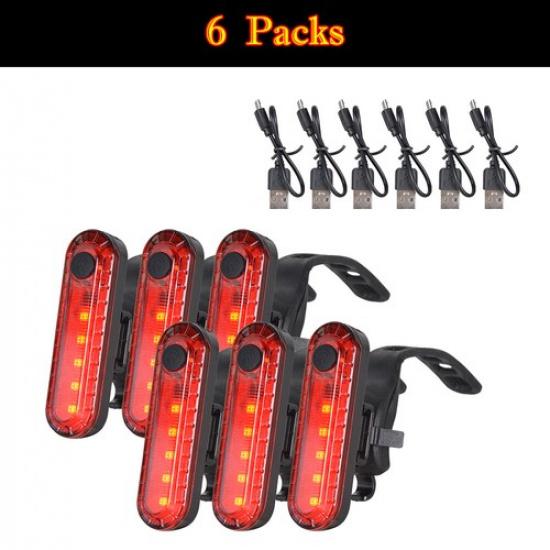 1-6packs LED Bike Bicycle Taillight Cycling Rear Safety Warning USB Rechargeable