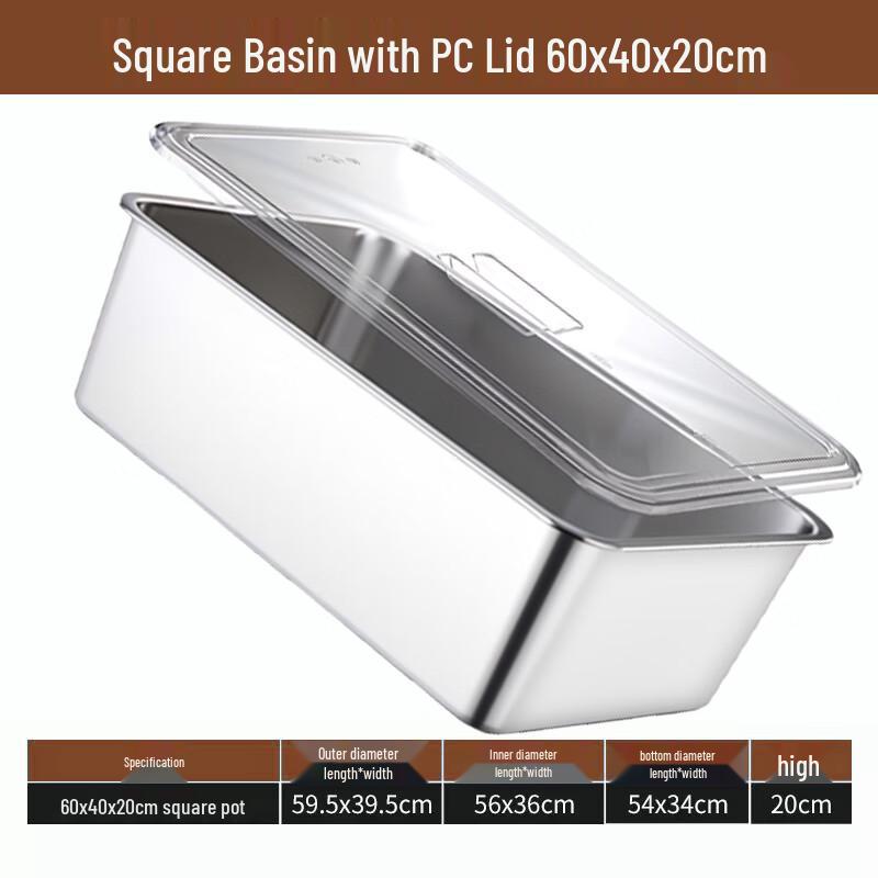 Stainless Steel Rectangular Food Pan with PC Lid