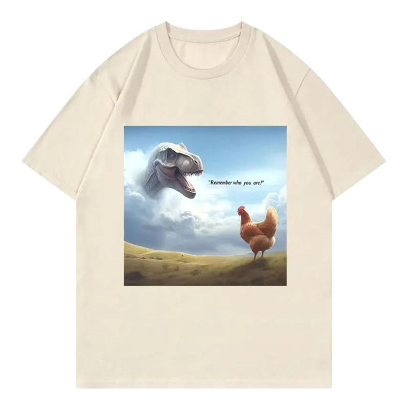 Remember Who You Are! Dinosaur Chicken Funny T-shirts Fashion Trend T-shirt Men Casual Short Sleeve Breathable Top