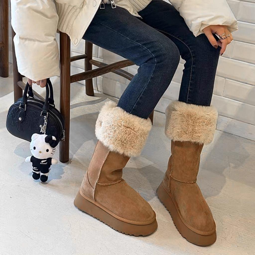 Ruoji's New Thick-soled Snow Boots for Women's 2025 New Winter Two-wear Boots Northeast Velvet Thickened High Cotton Boots