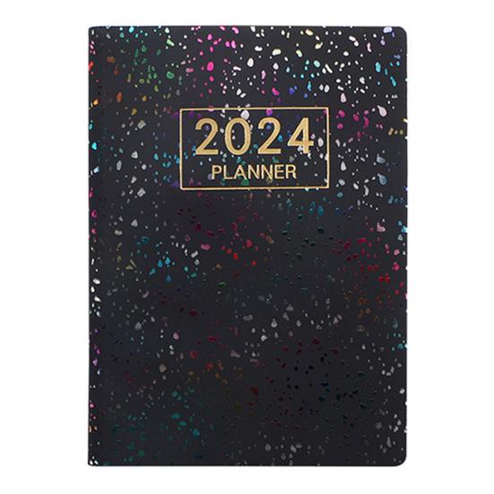 A7 2024 English Planner Umělá kůže pevná vazba 120 stran Inkoustový papír Mini deník Kapesní notebook pro studenty Potřeby pro notebooky