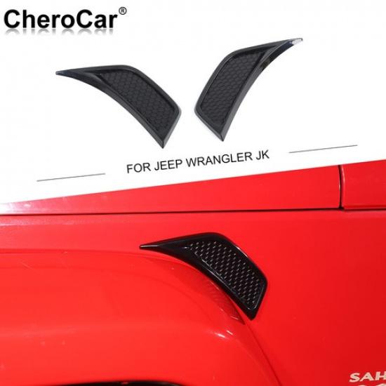 2X Front Side Leaf Plate Fender Decor Cover Trim For Jeep Wrangler JK 2007-2017
