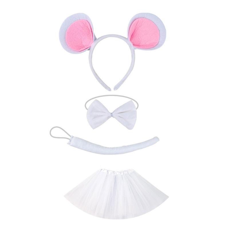 Soft Fabric Mouse Costume Headpiece Tail Accessories Fashion Headband SkirtsFor Children Stage Show Dressing up