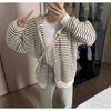 Amerikanischer Stil Lässiger Cardigan Gestreifte Sweatjacke für Damen Frühling Herbst Winter Neu Locker Mit Kapuze Hongkong Stil Oberteil