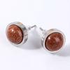 1pairs Handmade 10mm Natural Stone Stud Earrings Fashion Crystal Ear Jewelry Valentine's Day Gift