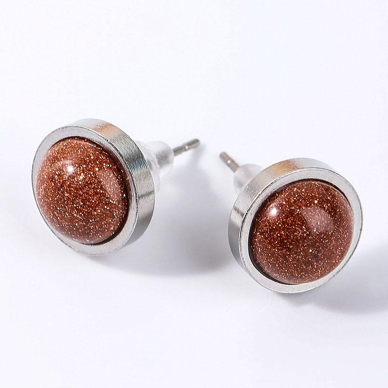 1pairs Handmade 10mm Natural Stone Stud Earrings Fashion Crystal Ear Jewelry Valentine's Day Gift