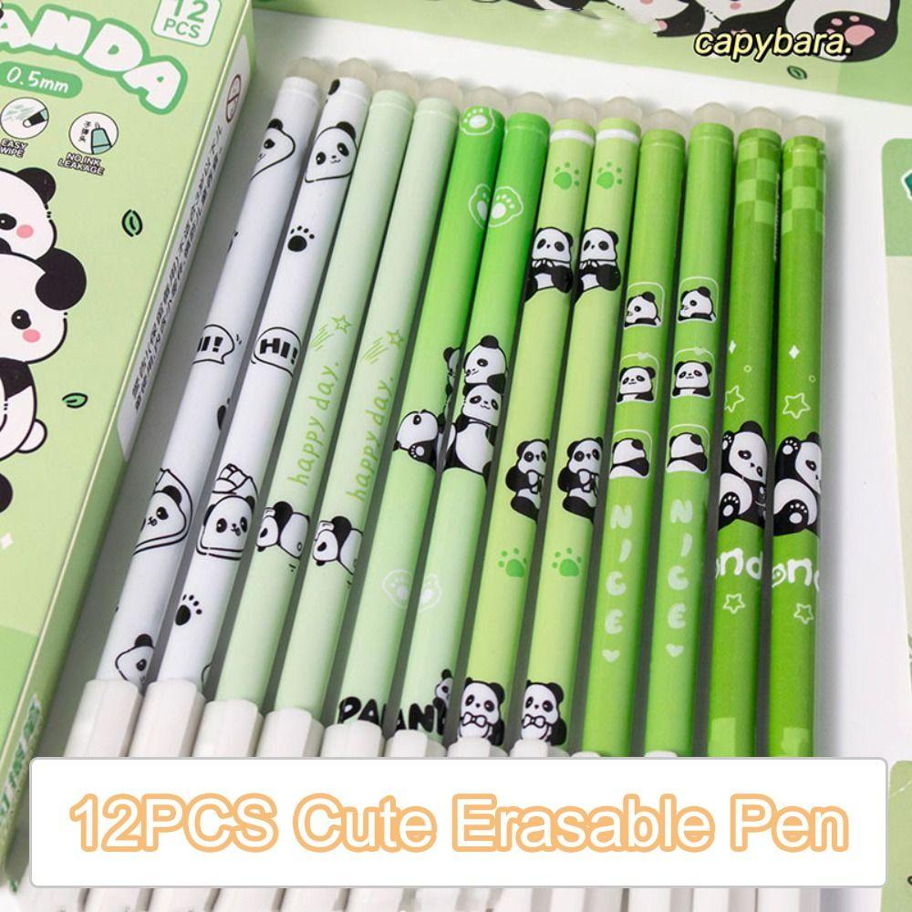 12PCS Cute Panda Erasable Pen Aesthetic Student Gel Pen Capybara Erasable Pen  Writing Accessories