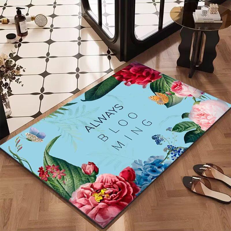 3D Jewelry Flower Floor Mat Bathroom Floor Mat 60x90cm