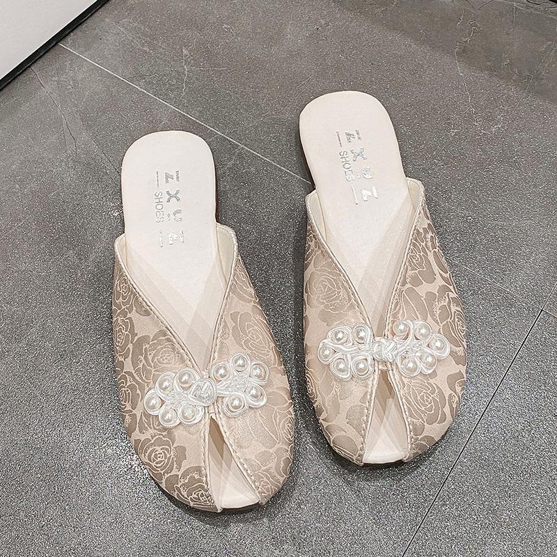 

Fashion Flats Women Slippers Summer Retro Fashion Shoes Slingback Casual Woman Sandals 2025 New Trend Brand Designer Women’s Zapatillas 40 бежевый