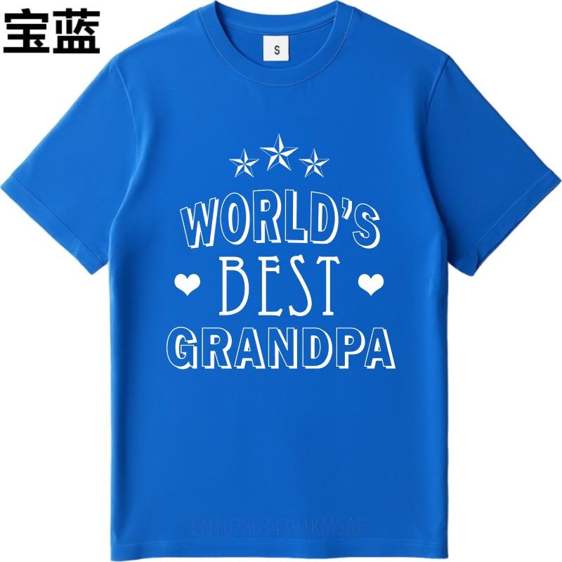 New Arrived Women Oneck Tshirt Cotton Worlds Best Grandpa With Stars And Hearts Retro For Unisex Teeshirt Male Summer Teeshirt