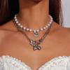 3pcs Delicate Love Heart Necklace Multilayer Pearl Choker Necklaces for Women Bridal Wedding Party Jewelry Gifts