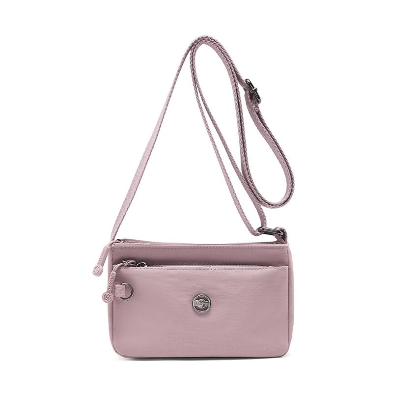 Small Square Bag Women's Lightweight Nylon Multi-Layer Shoulder Crossbody Bag