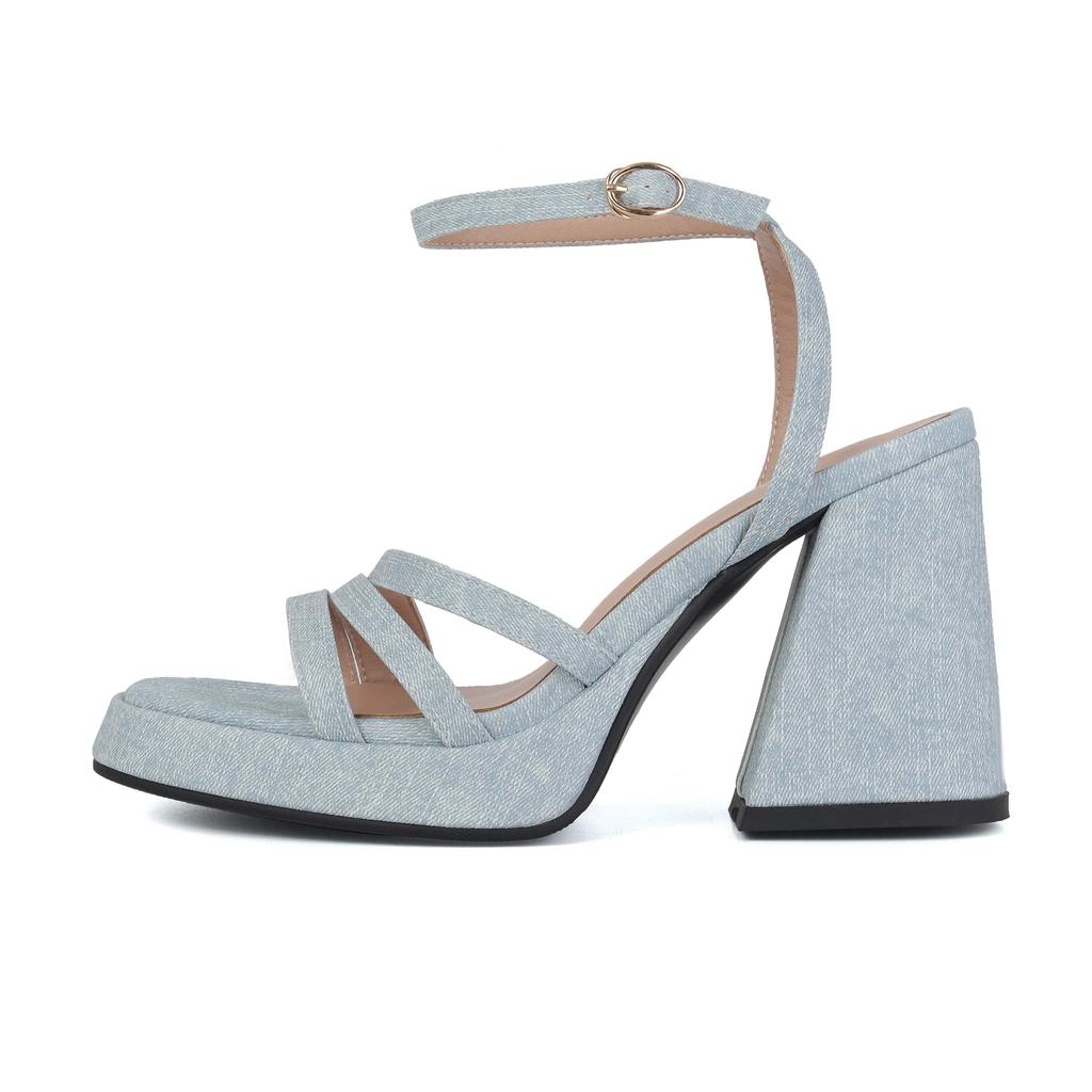 Krazing Pot Polyurethane Summer Size 43 Women Platform Super High Heels Women Peep Toe Ankle Straps Waterproof Sandals