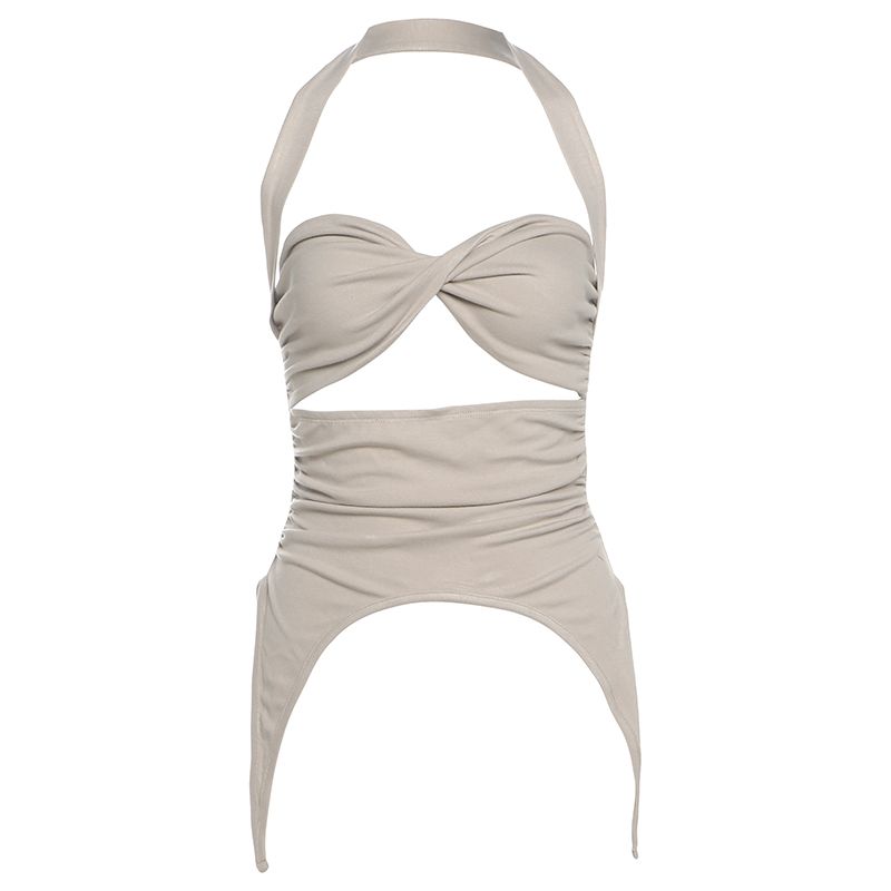 # Sisjuly# Gentle Korean Senior Schoolmate Hollow Sexy Sexy Niche Design Easy Matching Sling Tops Female