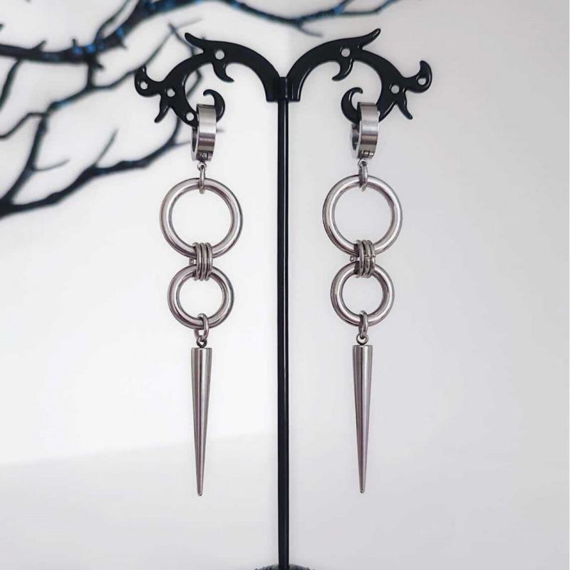 Unisex Stainless Steel Rivet Earrings: Dark Hip Hop Punk Fashion