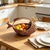 Panier de rangement en rotin tressé à la main en forme de poisson avec poignée