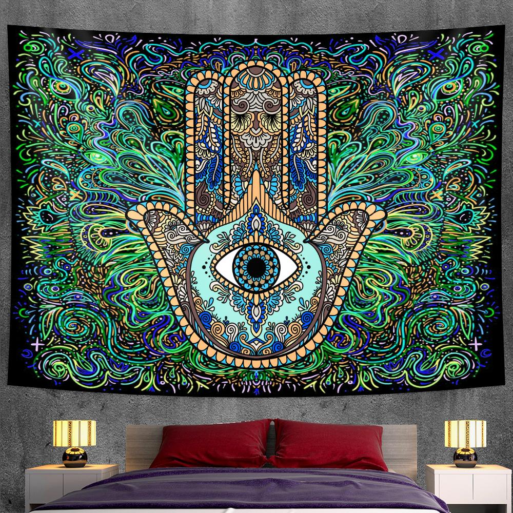 Lucky Hand Home Decoration Tapestry Wall Hanging Mandala Witchcraft Tapestry Yoga Mat Bohemian Upholstered Sofa Blanket