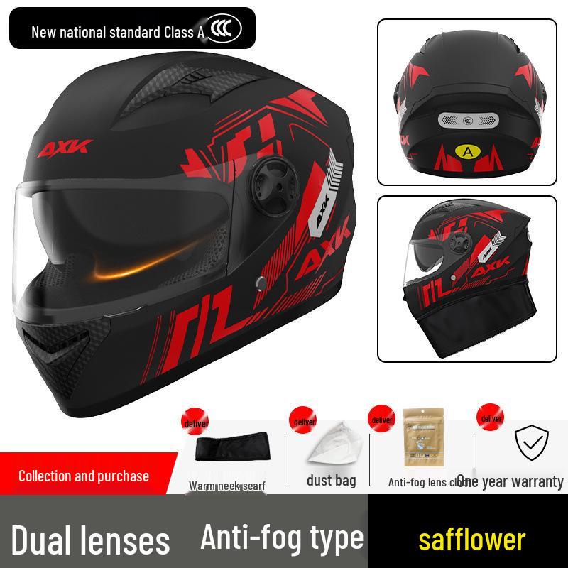 Certified Electric Motorcycle Helmet - Unisex Full Face, All-Season, Winter Warm, Safety Helmet