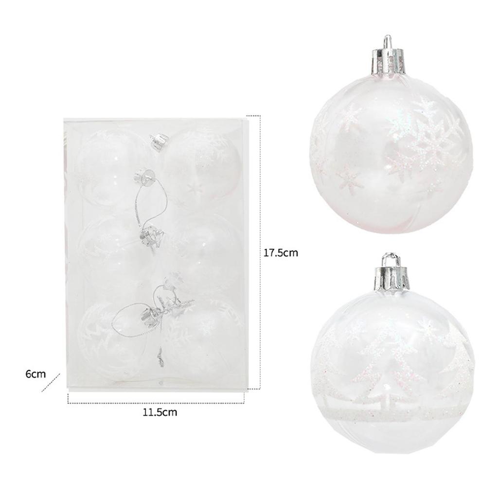 6x Transparent Christmas Balls Easy Installation 2.36 inch Decorative Baubles for Birthday Xmas Tree Wedding Holiday Home