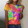 Watercolor Contrast 3D Print T-Shirts Women's O-Neck Casual Short Sleeve T Shirt Streetwear Harajuku Y2k Tee Top Female Clothing