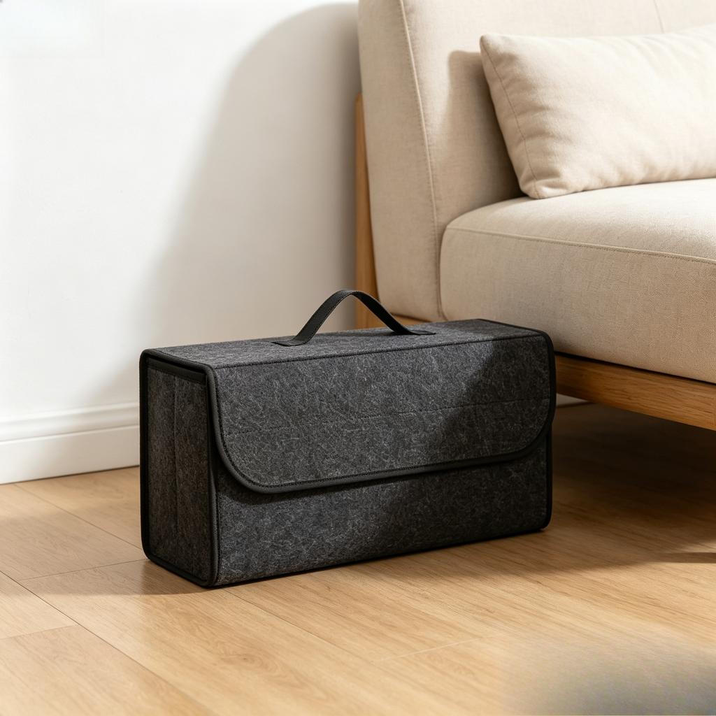 Foldable Storage Bag With Handle Durable Fabric Organizer For Car Trunk & Home Use