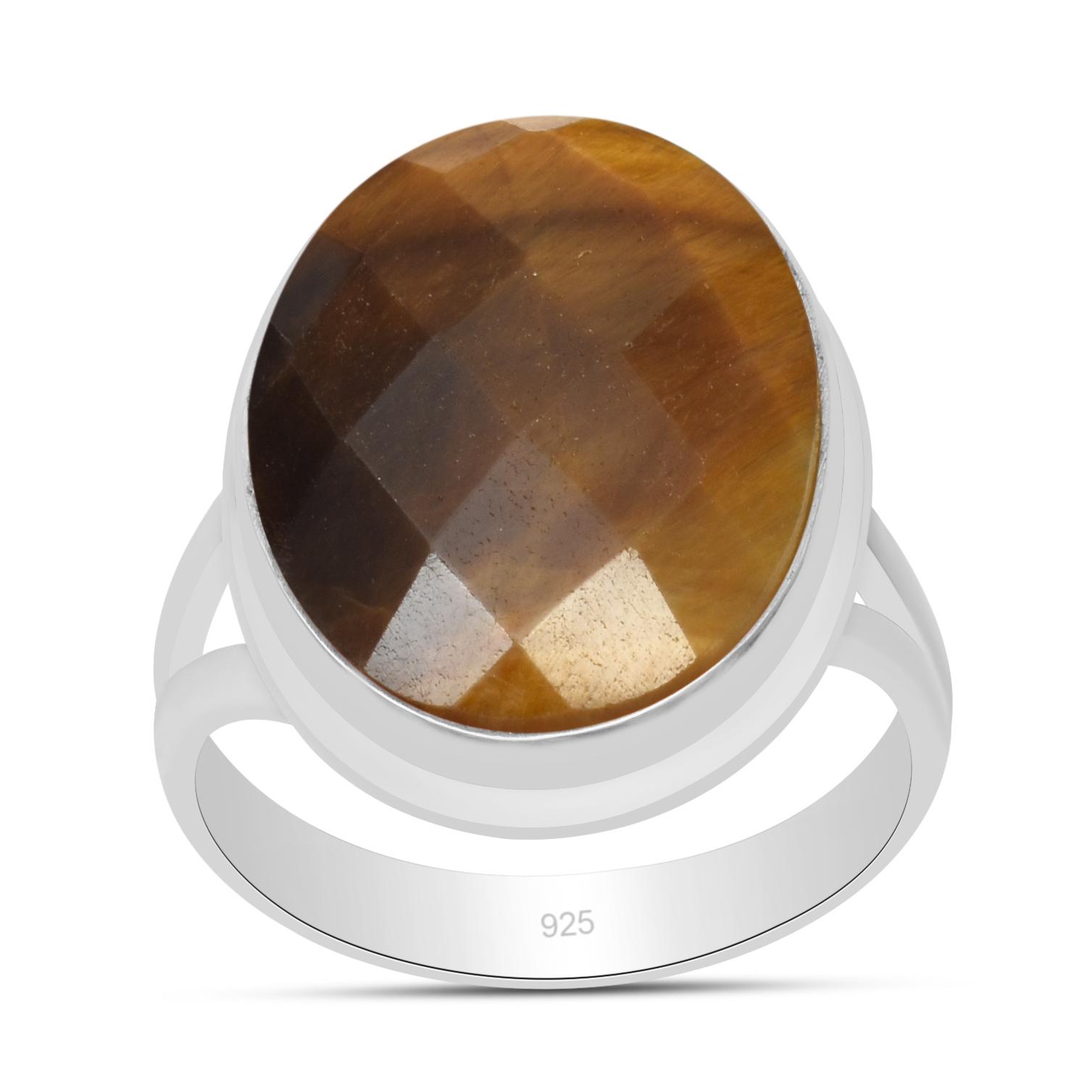 

Кольцо с раздельным хвостовиком из стерлингового серебра 925 пробы с натуральным тигровым глазом для женщин и девочек