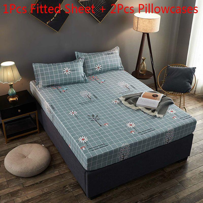 Elegant Multi-color Floral Fitted Sheet Set With Soft Breathable Fabric And Pillowcases
